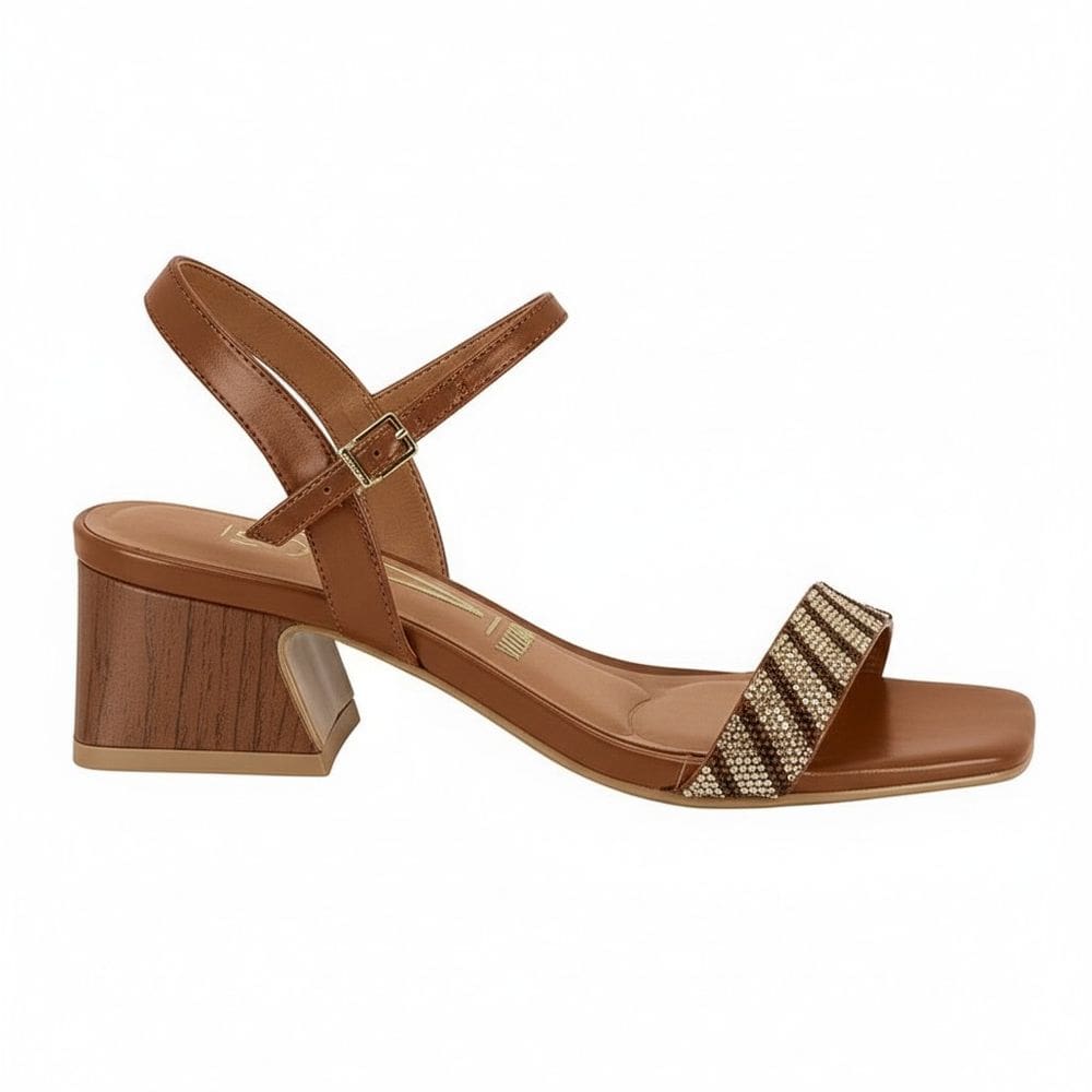 Sandalia Feminina Vizzano Salto Bloco Baixo Strass 6558.102