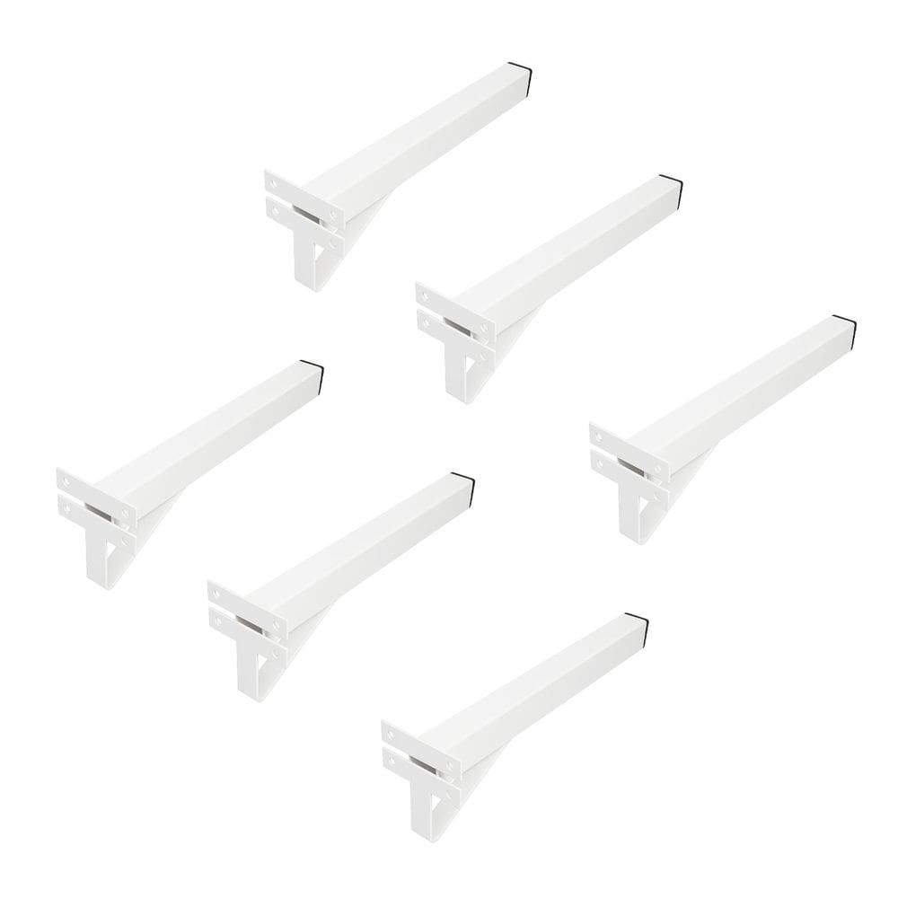 Kit 6 Suportes Tubulares 4 Furos de Parafusar 40cm Branco - NV458P40