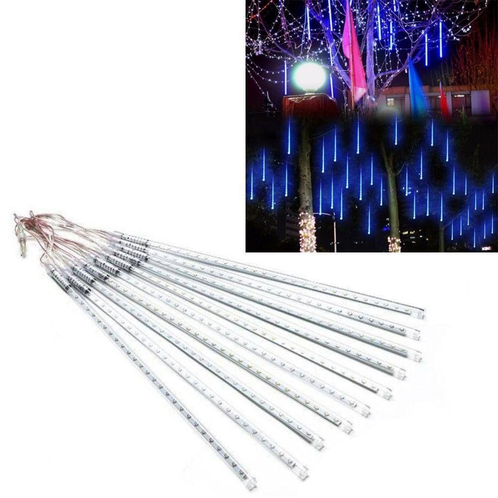 Cascata Pisca Pisca Chuva De Neve Natal 8 Tubos Azul 320 Leds Natalino