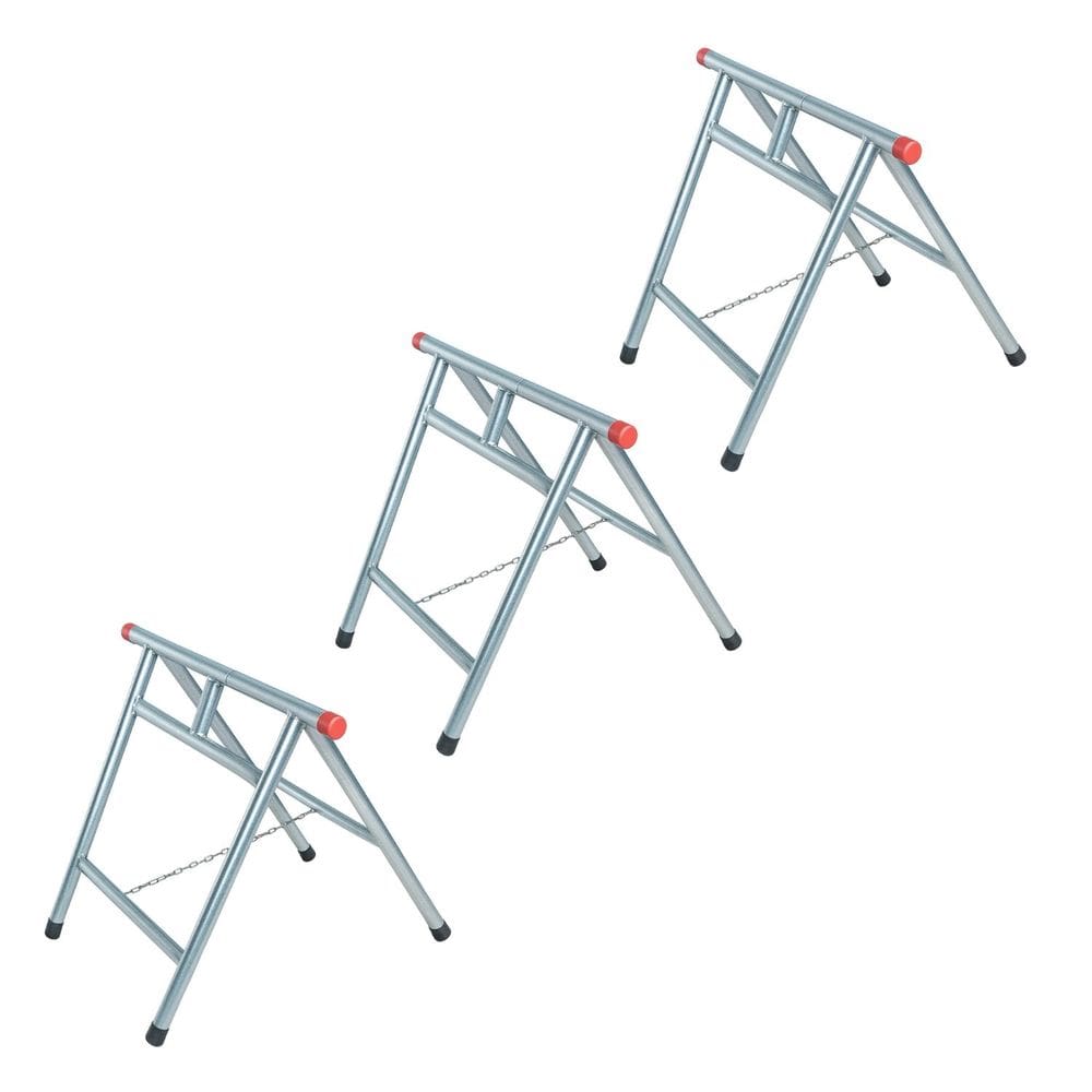 Kit 3 Cavaletes Reforçados Dobráveis 80x80cm Zincado NV322