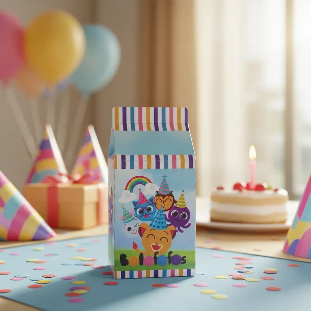Kit 20 Lembrancinhas Milk Bolofofos Caixinhas para Festa Infantil Mimo Aniverário