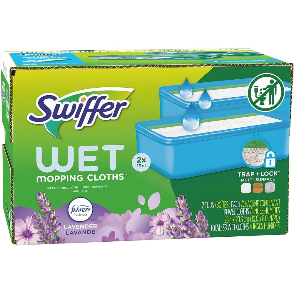 Tecido Wet Mop Swiffer Sweeper TRAP + LOCK Lavender, pacote com 38