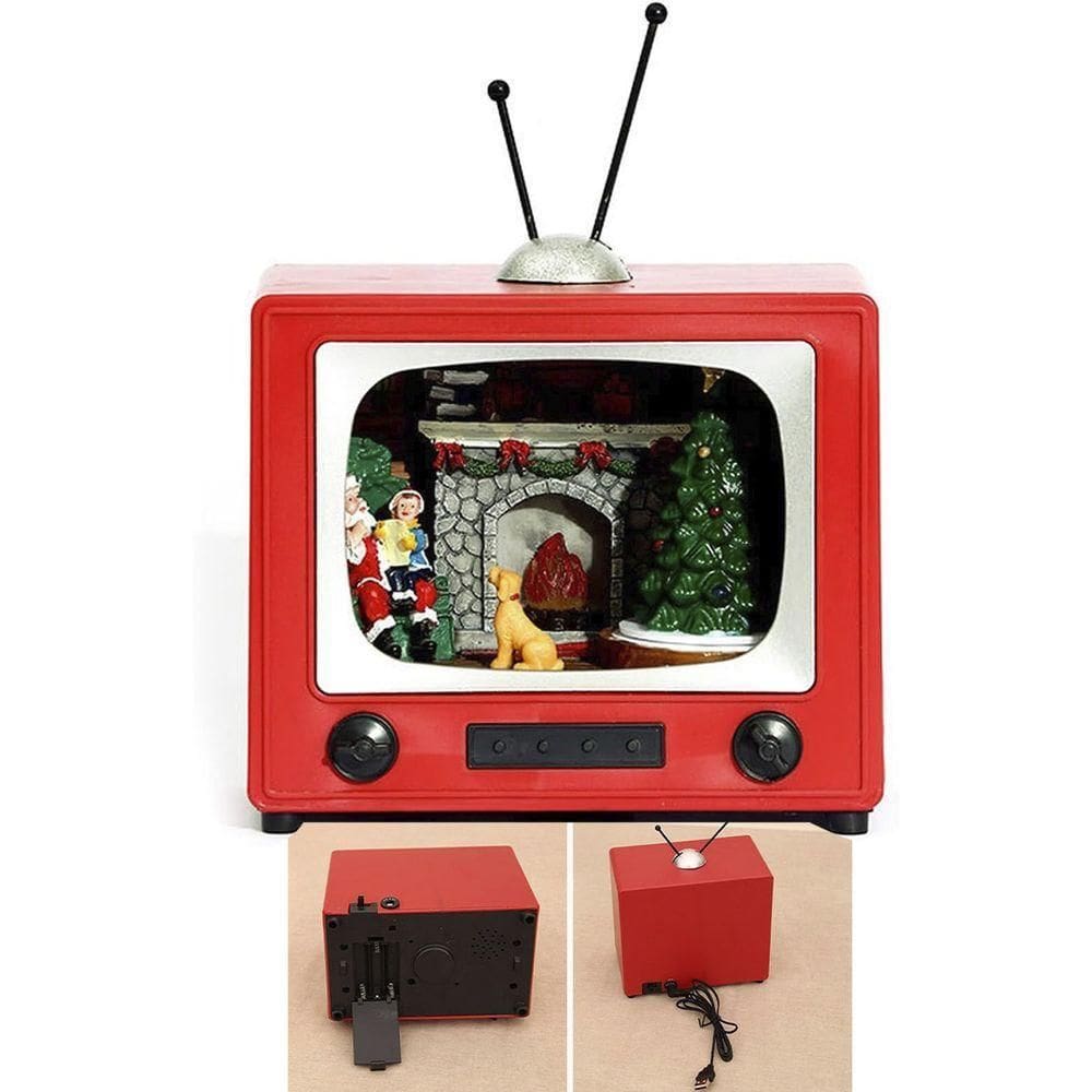 Enfeite Televisao De Natal Natalino Papai Noel Arvore Musica Som Led Decoraçao Fim De Ano Casa Festa Comemoraçao