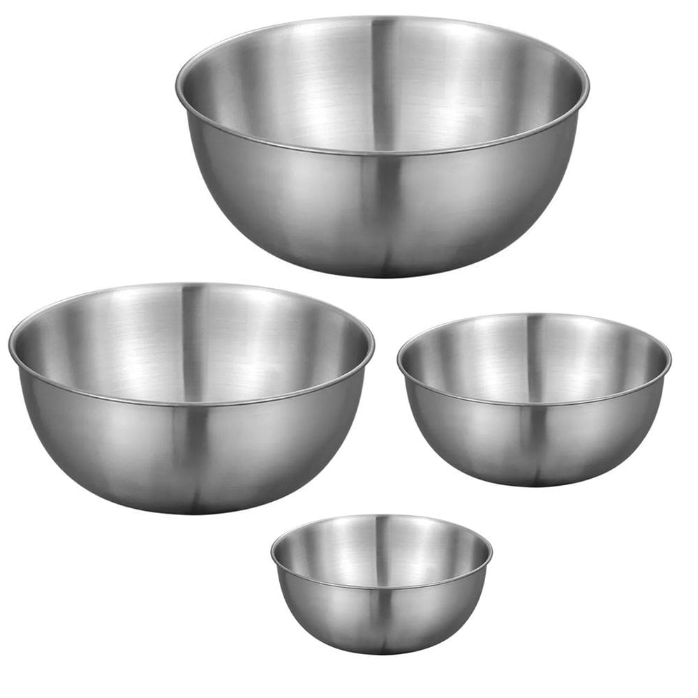 Tigela Bowl Inox Bacia Cumbuca Kit 4 uni Preparo Receita Multiuso Salada Fruta Residencial Comercial Resistente Duravel