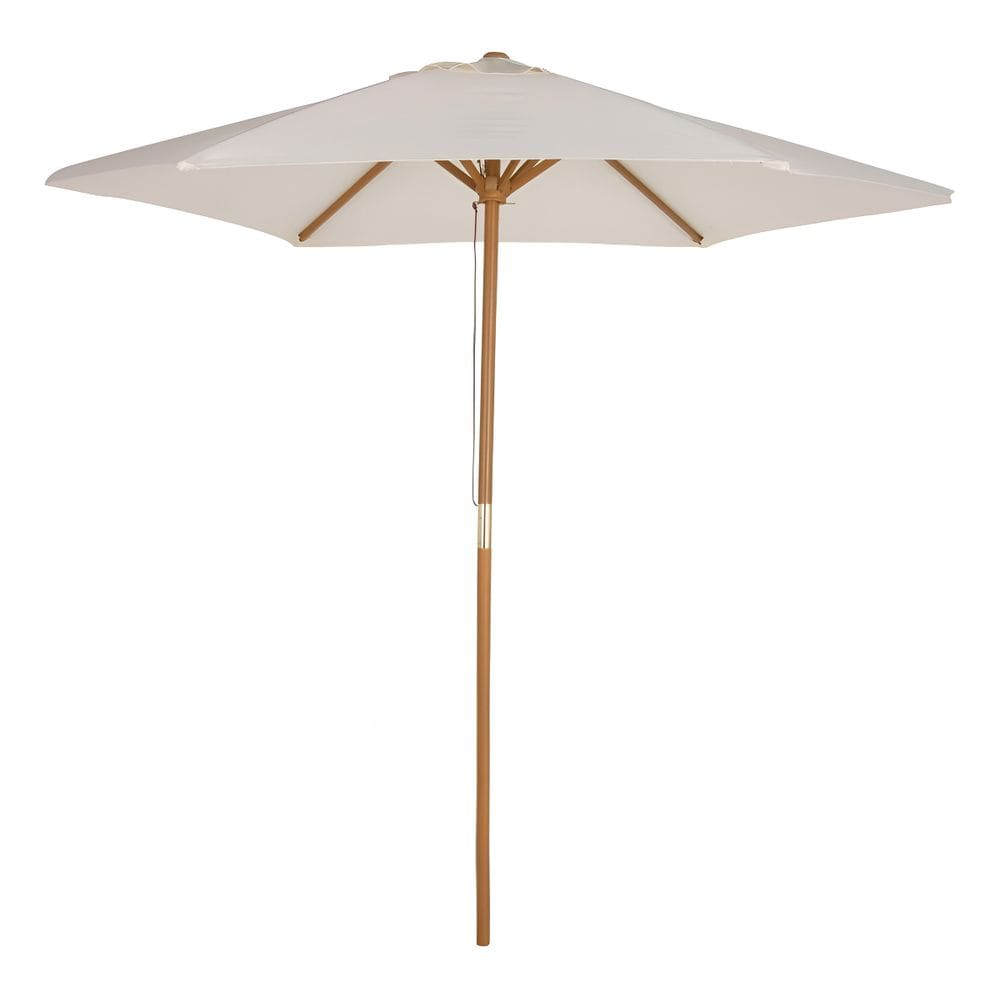Ombrelone Central De Madeira Com Cobertura Branca 240x250 Cm