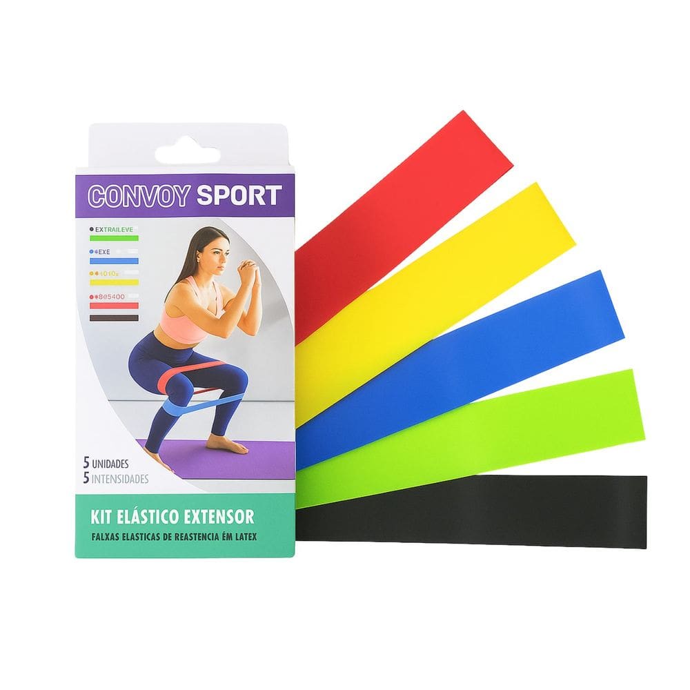 Kit 5 Faixas Elásticas Mini Band com 5 Níveis de Intensidade