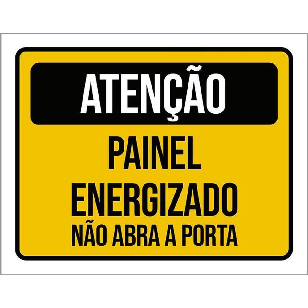 Placa Atenção Painel Energizado Não Abra Porta 18X23