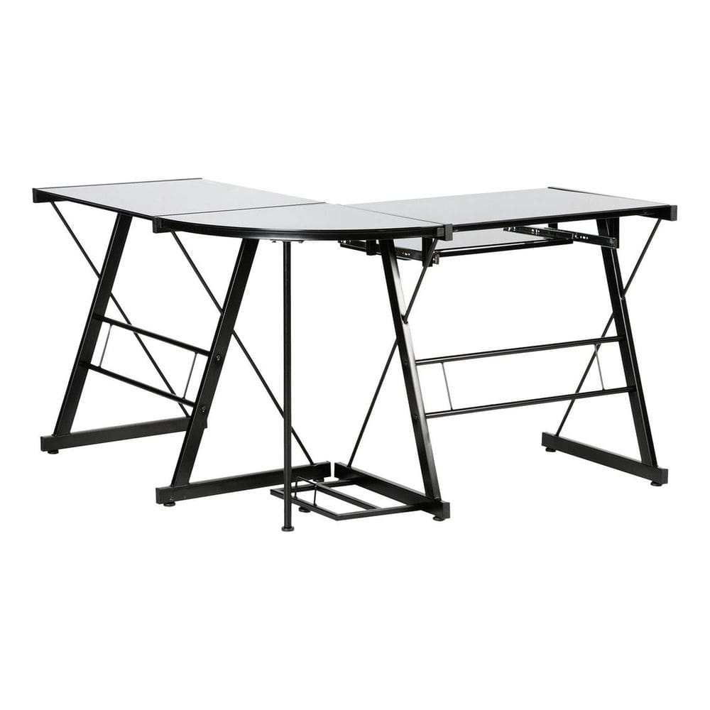 Mesa Lateral Tripla Em L Preta 120x50x73