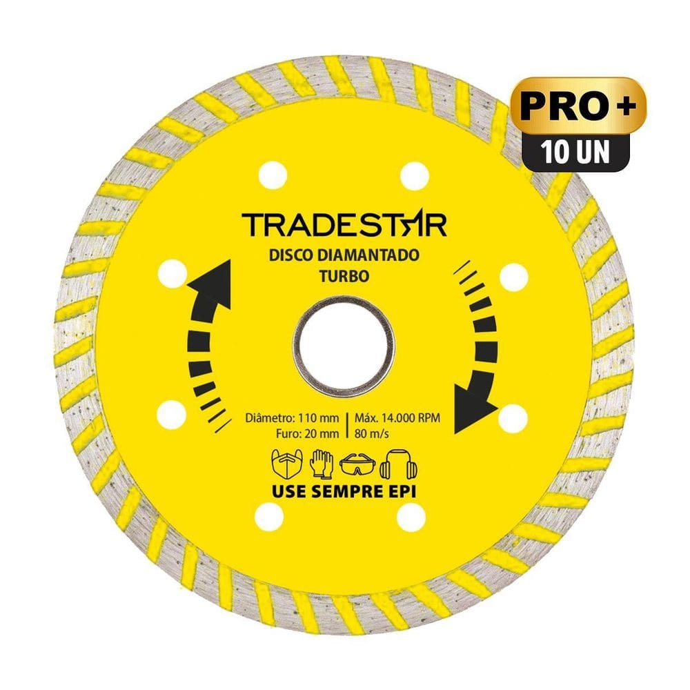 Kit Com 10 Discos De Corte Diamantado Turbo 110X20Mm 4 Pro