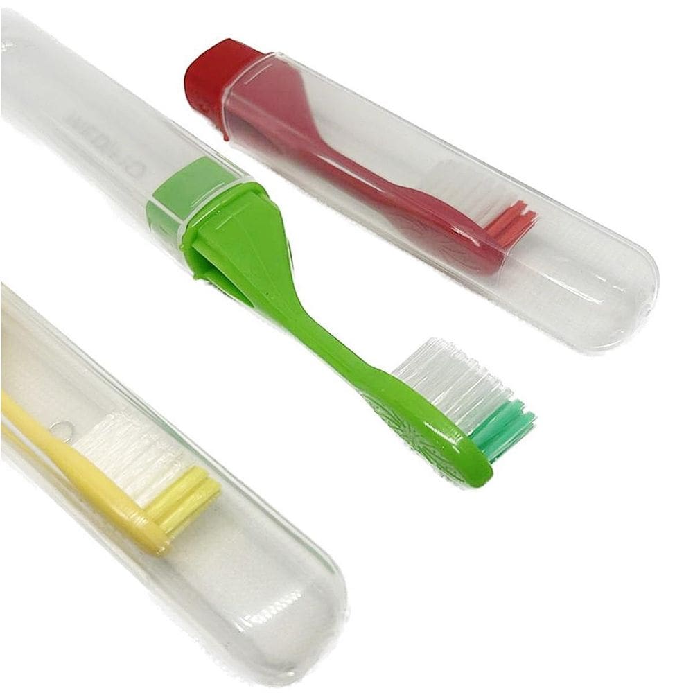 Kit 10 Escova Dental Desmontável Para Viagem Cerdas Macias