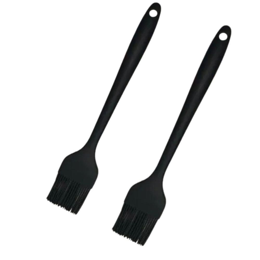 Kit 2 Pincéis De Silicone Culinário - Preto - 21Cm