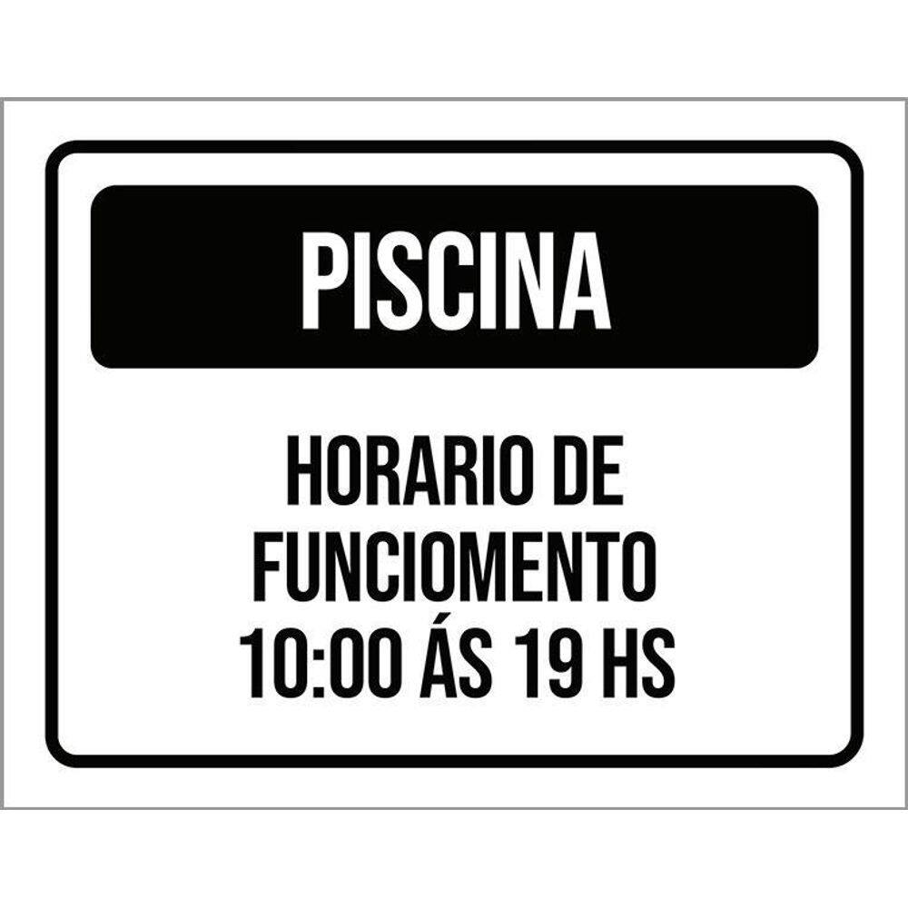 Placa Preta Piscina Horario Funcionamento 10 Às 19 18X23