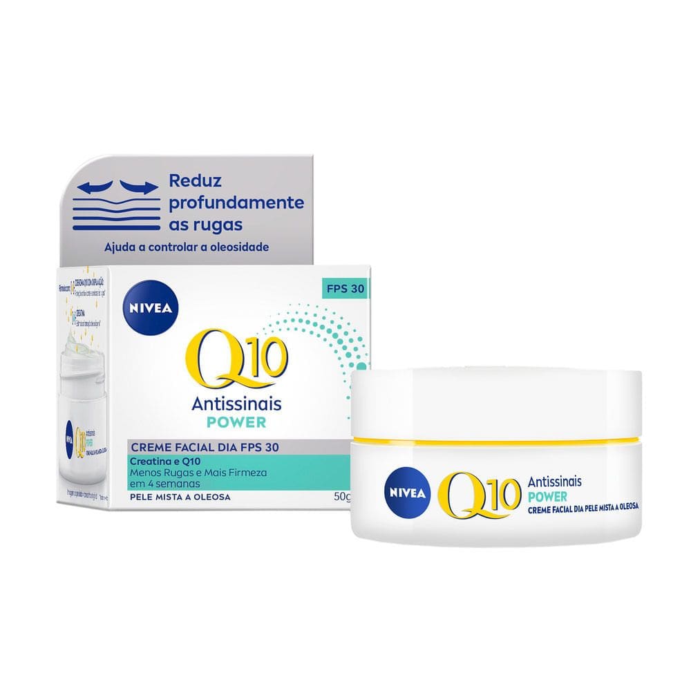 NIVEA Creme Facial Antissinais Q10 Power Dia FPS 30 Pele Mista a Oleosa 50g