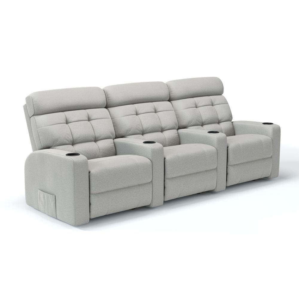 Sofá 3 Lugares Reclinável Elétrico Massagem Linha Cinema Em Tecido Linho