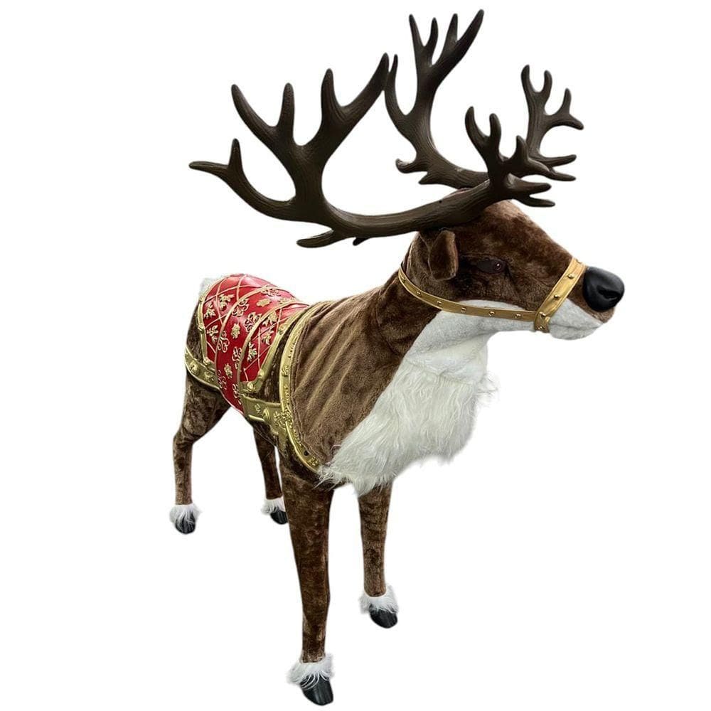 Rena Natal Realista Gigante Natalina Movimenta Cabeça Musical Luxo Decoraçao Festa Evento Fim De Ano Cervo Realistico