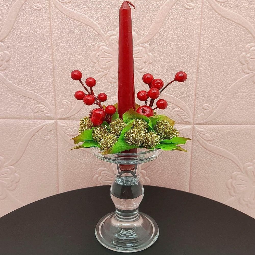 Castiçal Aparador Porta Vela Arranjo Centro Mesa Natal 30cm A