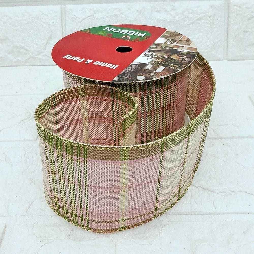 Rolos Fita Aramada Xadrez Decoração Natal 6,3cm 9m Kit 6pçs