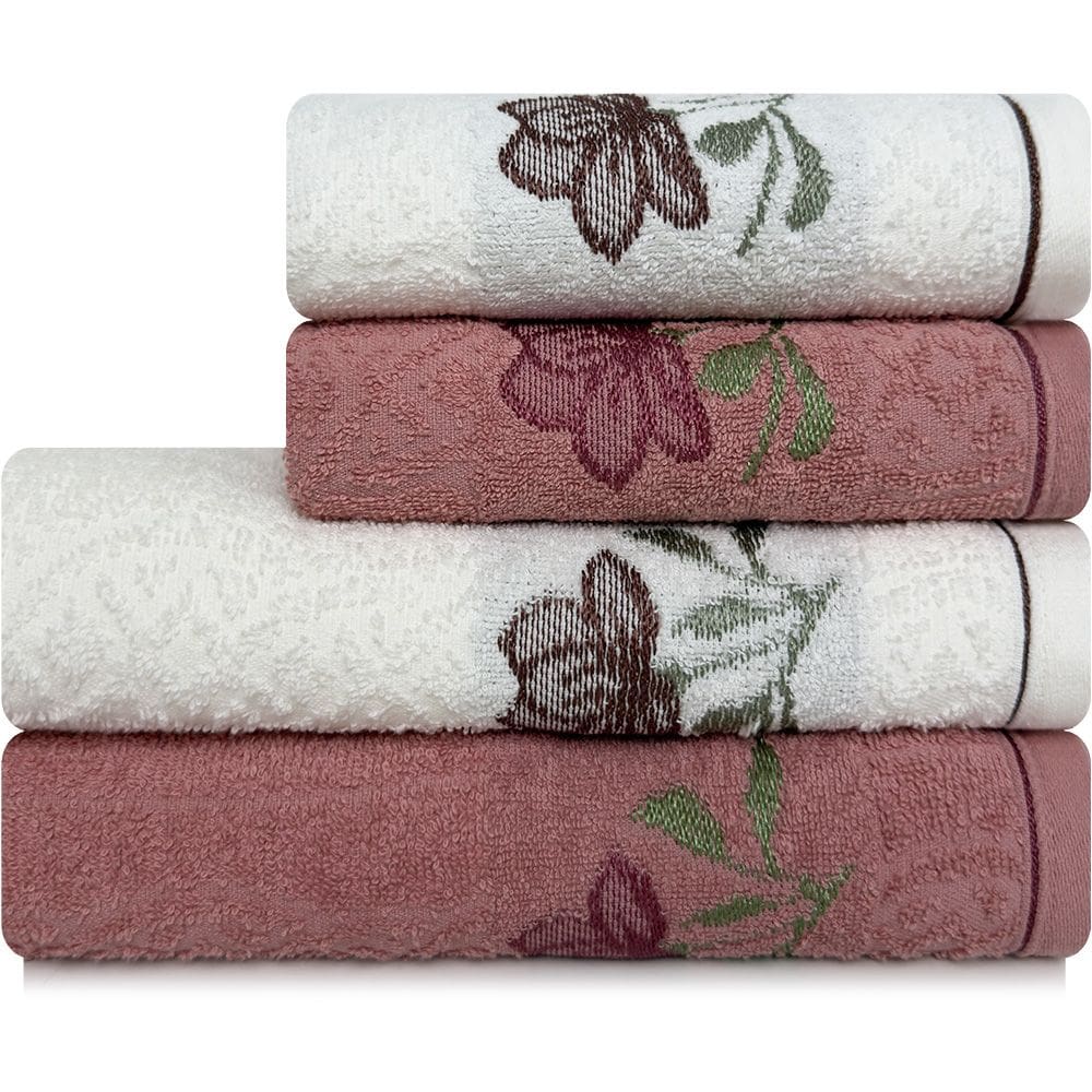 Jogo de Toalhas 4 Peças Banho e Rosto 100% Algodão Karsten Encanto