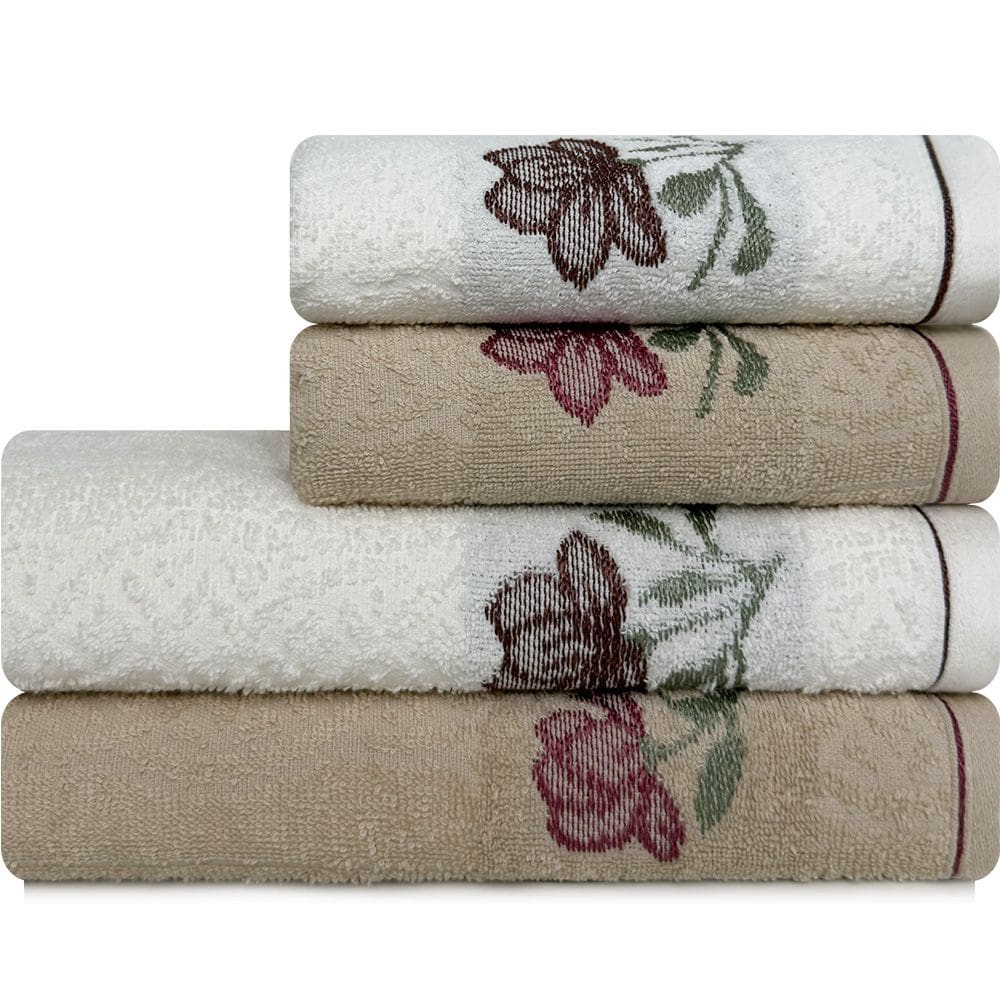 Jogo de Toalhas 4 Peças Banho e Rosto 100% Algodão Karsten Encanto