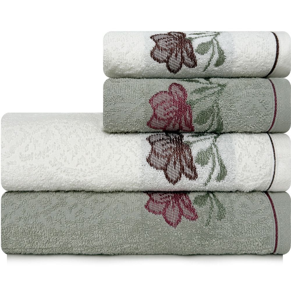 Jogo de Toalhas 4 Peças Banho e Rosto 100% Algodão Karsten Encanto