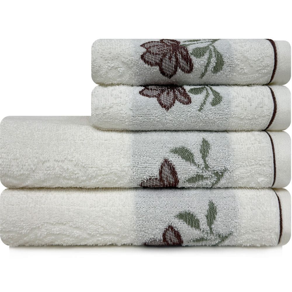 Jogo de Toalhas 4 Peças Banho e Rosto 100% Algodão Karsten Encanto