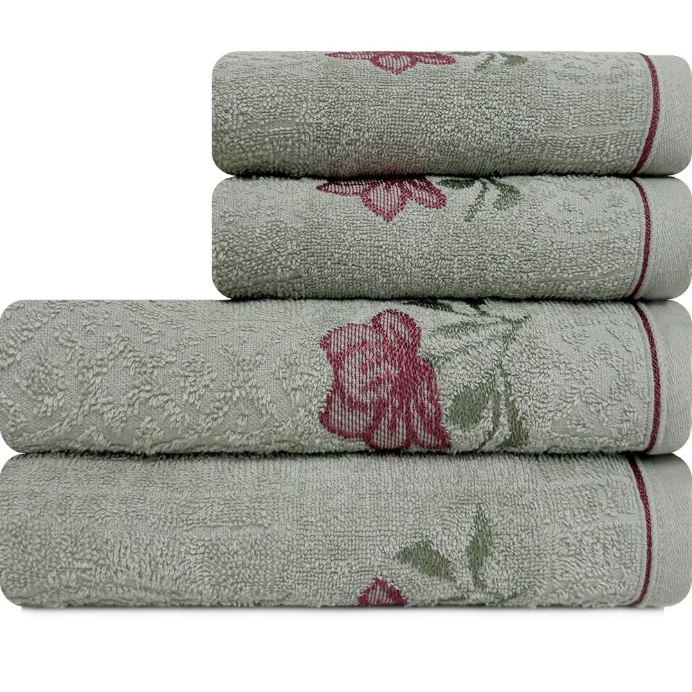 Jogo de Toalhas 4 Peças Banho e Rosto 100% Algodão Karsten Encanto