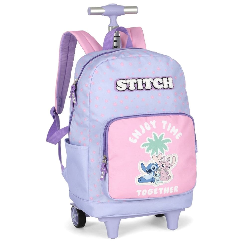 Mochila Grande Rodinha Lilo Stitch Reforçada Juvenil Roxo