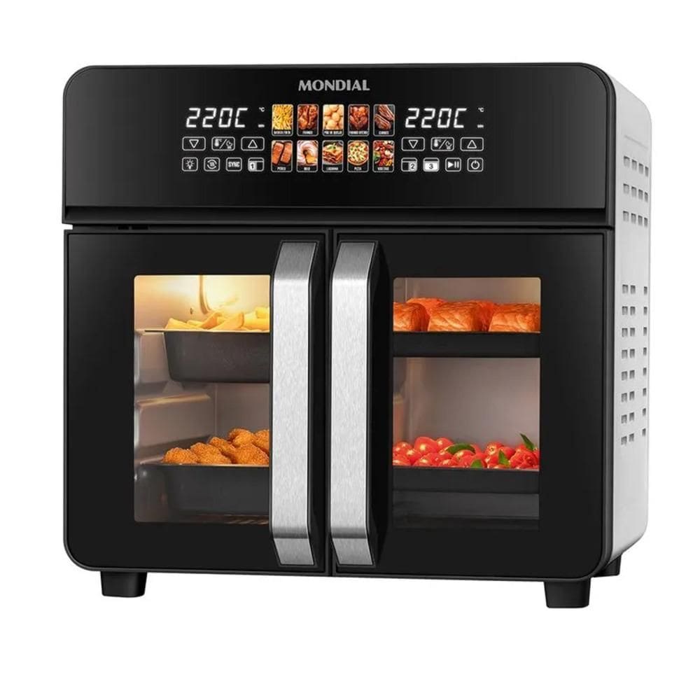 Fritadeira Air Fryer Forno 25L French Door Mondial 2200W Preto/Inox AFDO-25L-FD - 220V