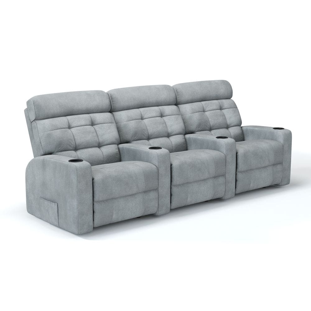 Sofá 3 Lugares Reclinável Elétrico Massagem Em Tecido Bouclé Linha Cinema