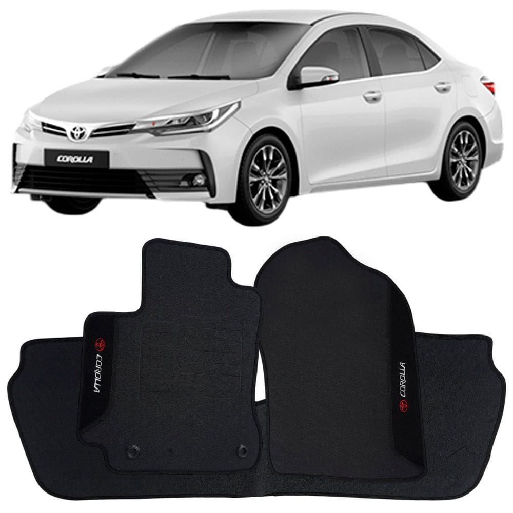 Tapete Borracha Corolla 2018 à 2019 Preto Pvc Logo Bordado Jogo 3 Peças Personalizado Automotivo