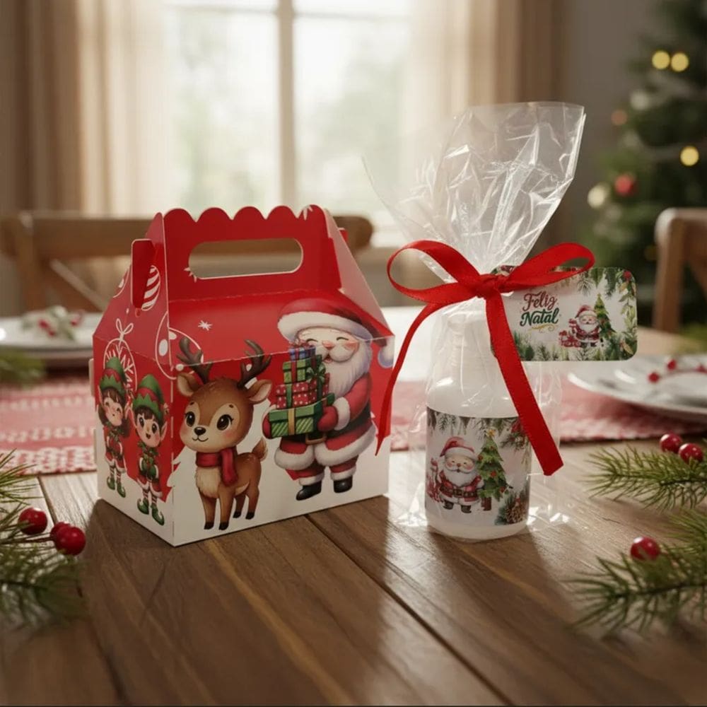 Kit 10 Maletinhas com Hidratante Natalinas Para Festas de Fim de Ano Mimo Natal