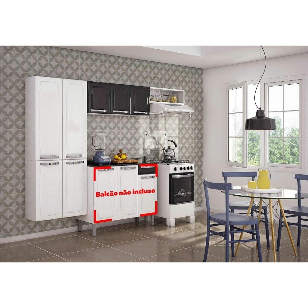 Cozinha Itatiaia Rose - 3 Peças - Branca c/ Preta