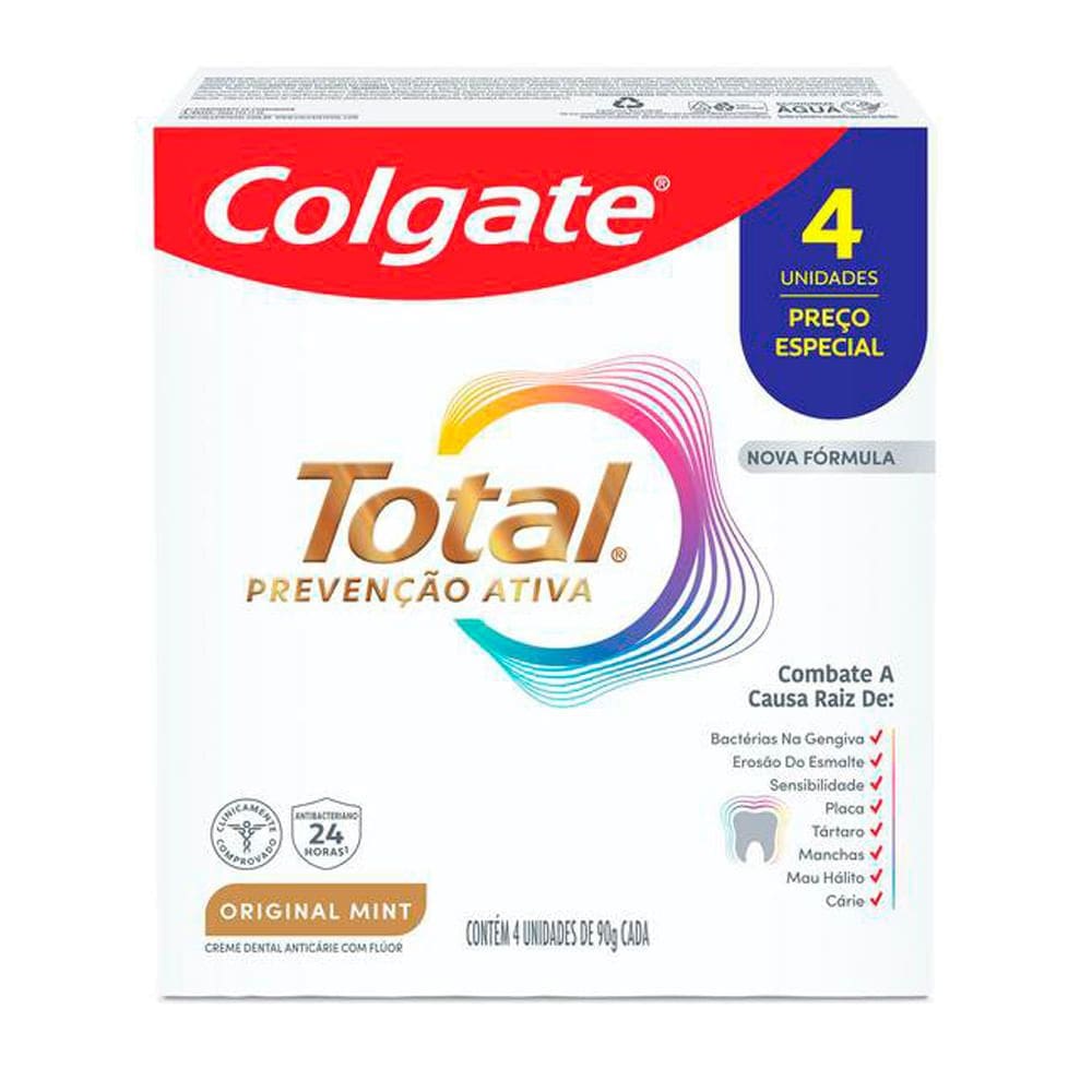 Creme Dental Colgate Total Mint 4 Unidades 90g Cada Preço Especial