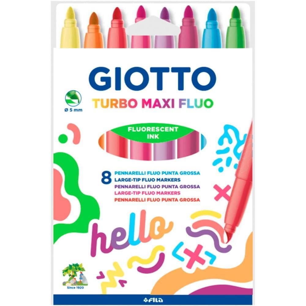 Caneta Hidrográfica Jumbo Giotto Turbo Maxi Fluor 8cores