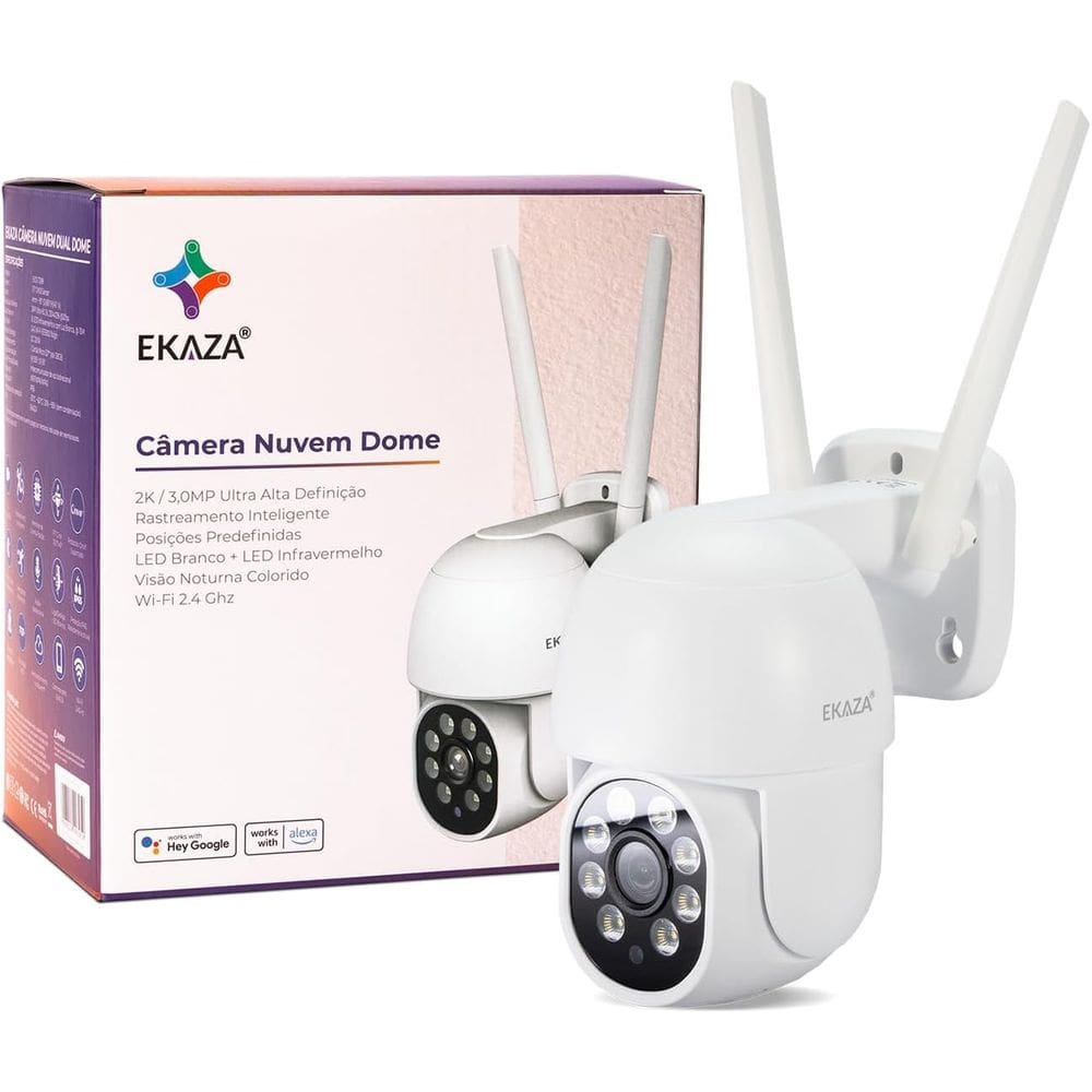 Câmera Segurança Externa WiFi Dual Dome Alexa/Google EKaza