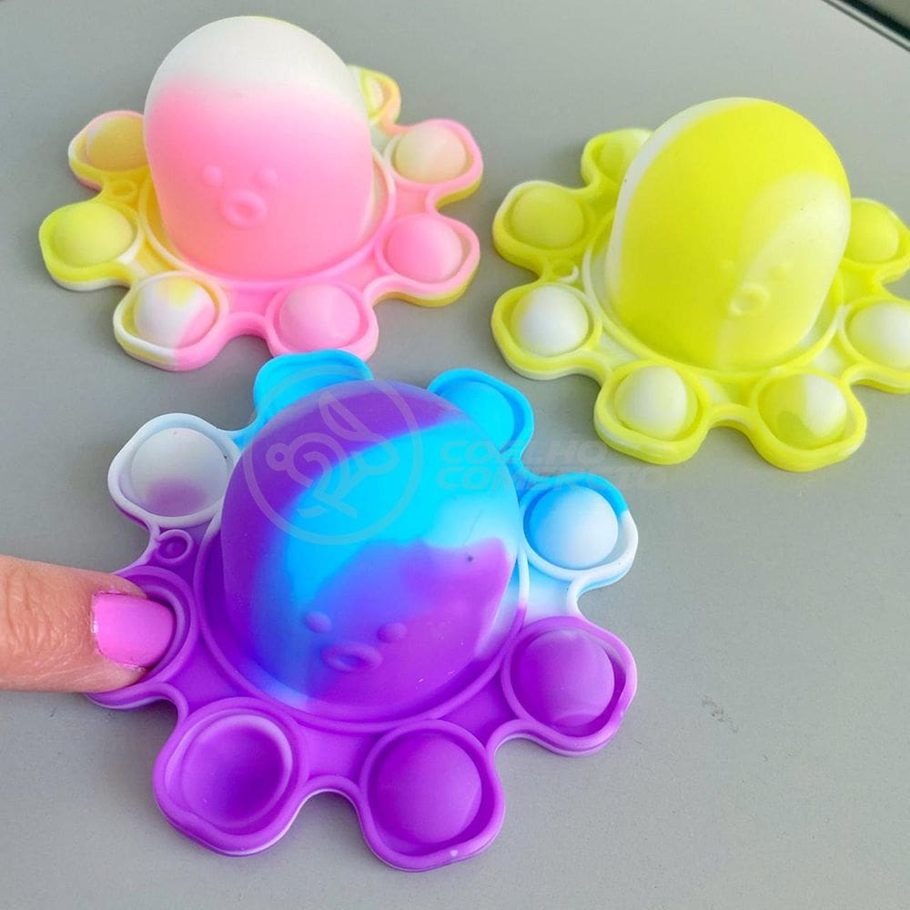 Chaveiro Polvo Reversível Pop It Fidget Toy Brinquedo Apertar Silicone Sensorial - Colorido