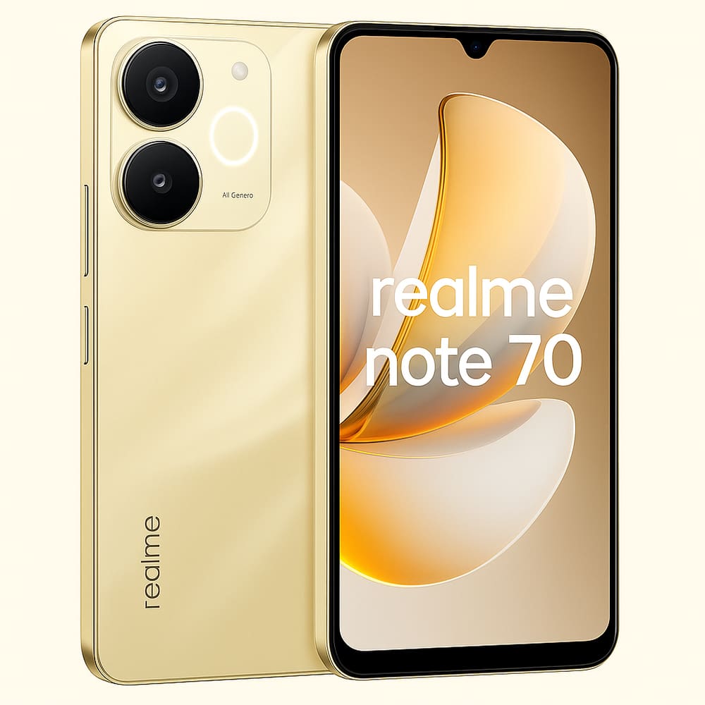 Smartphone Celular Realme Note 70 256GB 8GB RAM Dourado Tela 6,74” 90Hz Câmera 13MP Bateria 6300mAh Dual Chip 4G