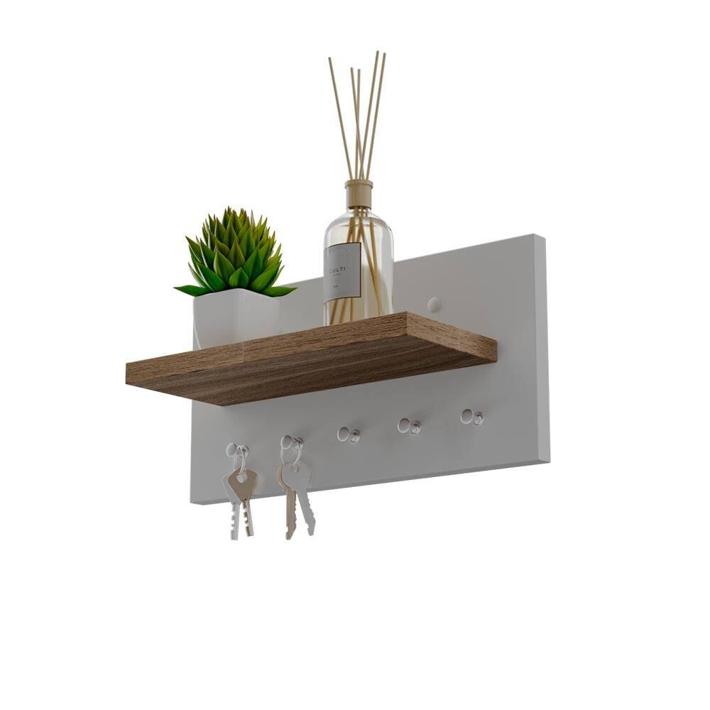 Porta chaves Minimalista Organizador Decoração Branco e Freijo