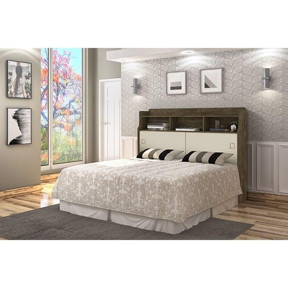 Cabeceira Jéssica Casal 1,38cm Castanho/Off White - Cambel