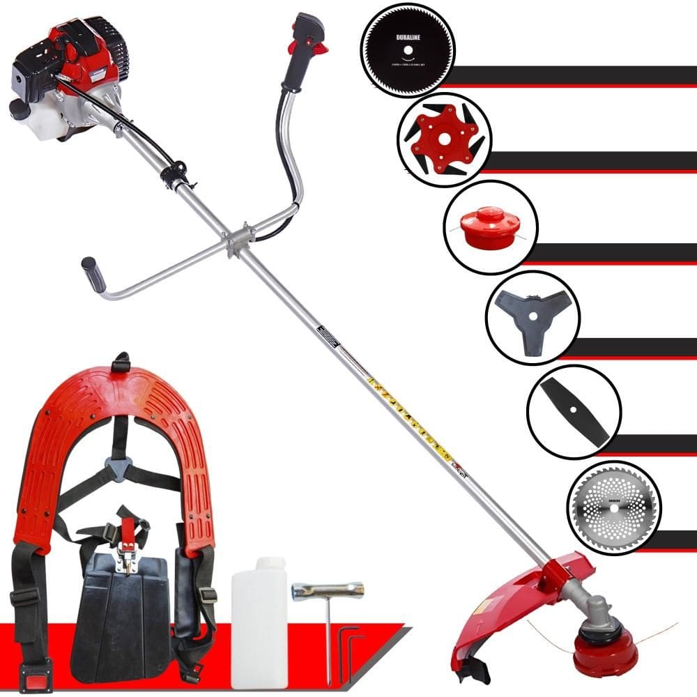 Roçadeira Toyama RT43L À Gasolina 1,7HP 43cc Com Faca 2 Pontas + Faca 3 Pontas + Faca 6 Pontas + Disco 40 Dentes + Disco 80 Dentes + Carretel de Nylon