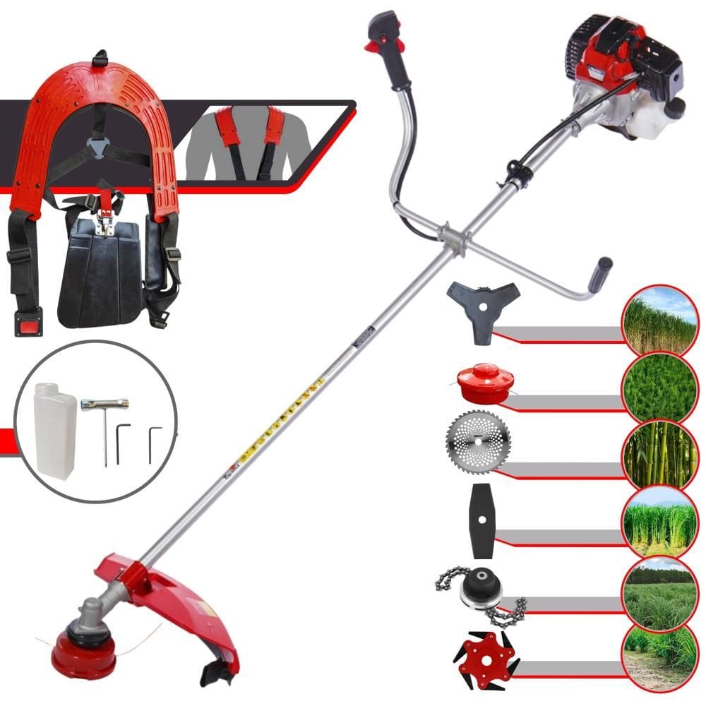 Roçadeira Com Sistema Anti-Vibração Toyama RT43-L À Gasolina 2 Tempos 43cc 1,7HP de Potência Alta Rotação Com Carretel Nylon + Kit 5 Lâminas de Cortes