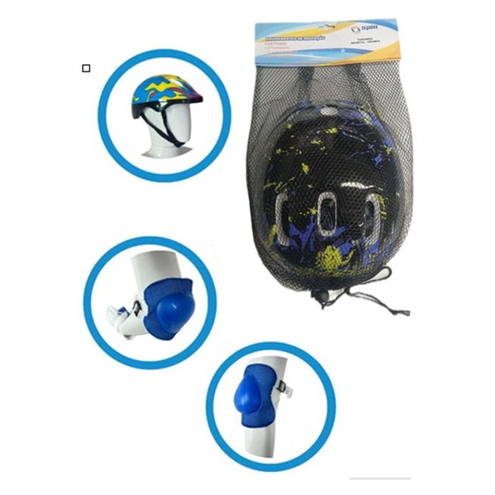Kit Proteção Capacete Joelheira e Cotoveleira Infantil - CKS