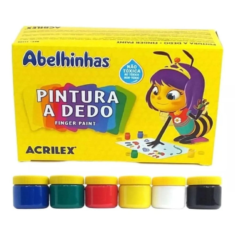 Tinta Pintura A Dedo Acrilex Abelinha Com 6 Potes De 15ml Acrilex