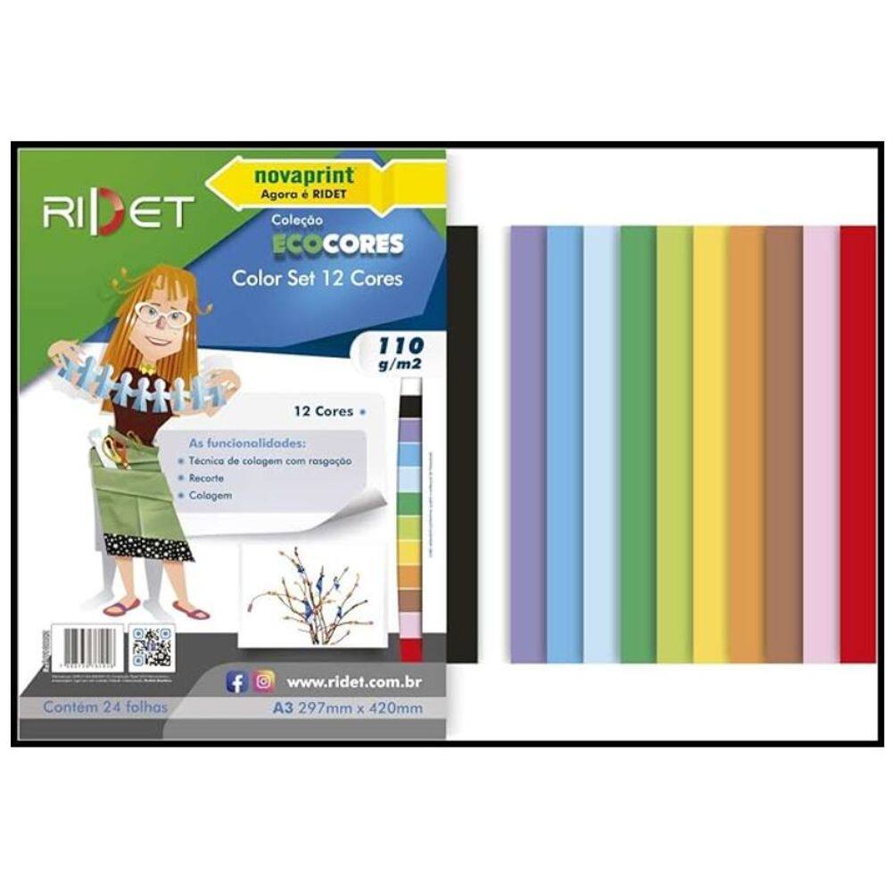 Bloco Criativo ColorSet  A3 12Cores 110g 24F RIDET Novaprint