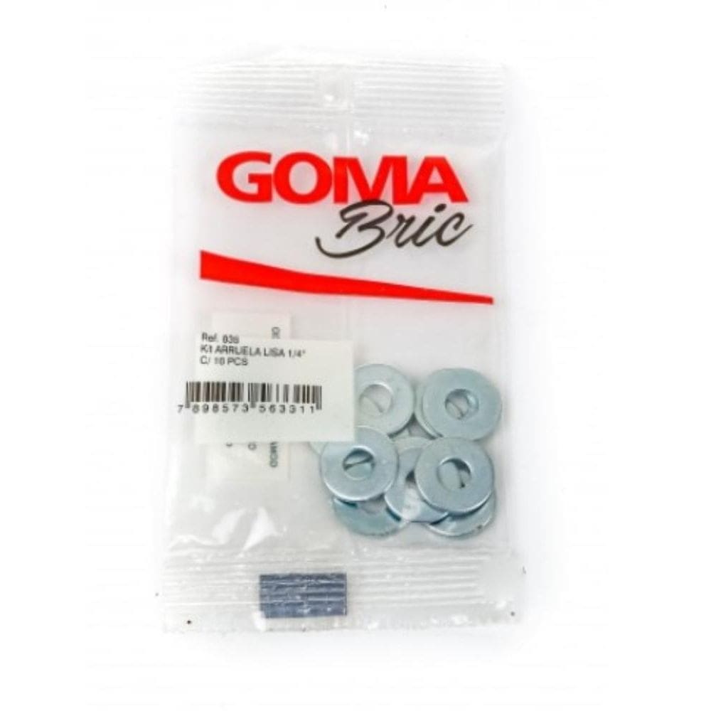 Kit Arruela Lisa Goma com 10 Peças 1/4`` 30g
