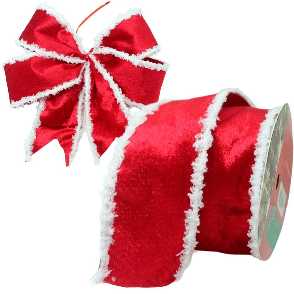 Kit 6 Fitas Aramadas Decoração Vermelha Natalina 6,3cm 9,14m