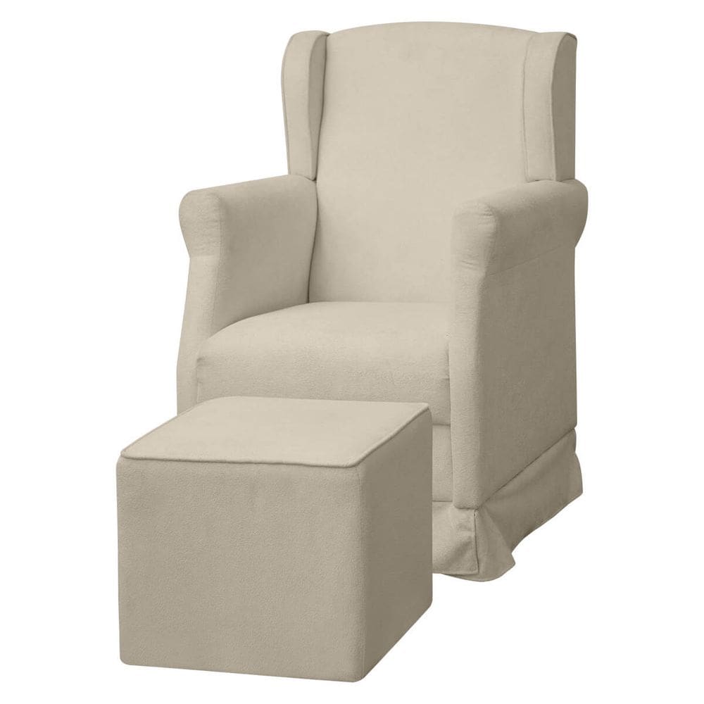 Poltrona De Amamentação Com Balanço e Puff Doçura Bouclê