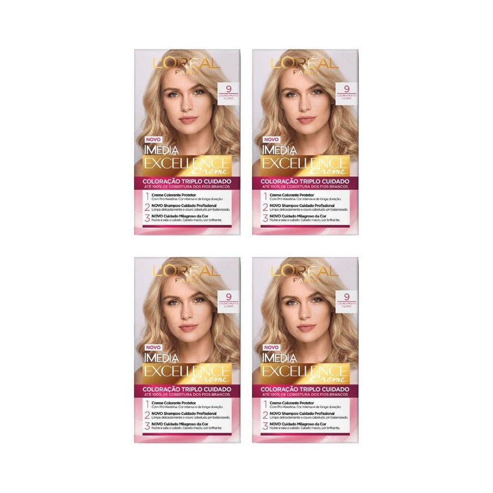 Coloraçao Imedia 9 Louro Muito Claro-Kit C/4Un