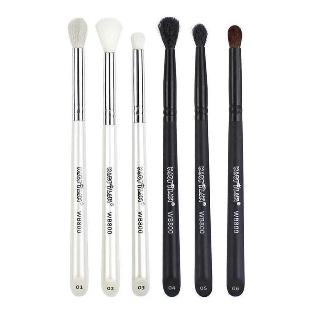 01 Kit De 6 Pincéis Para Maquiagem Macrilan Wb800 Cor Preto