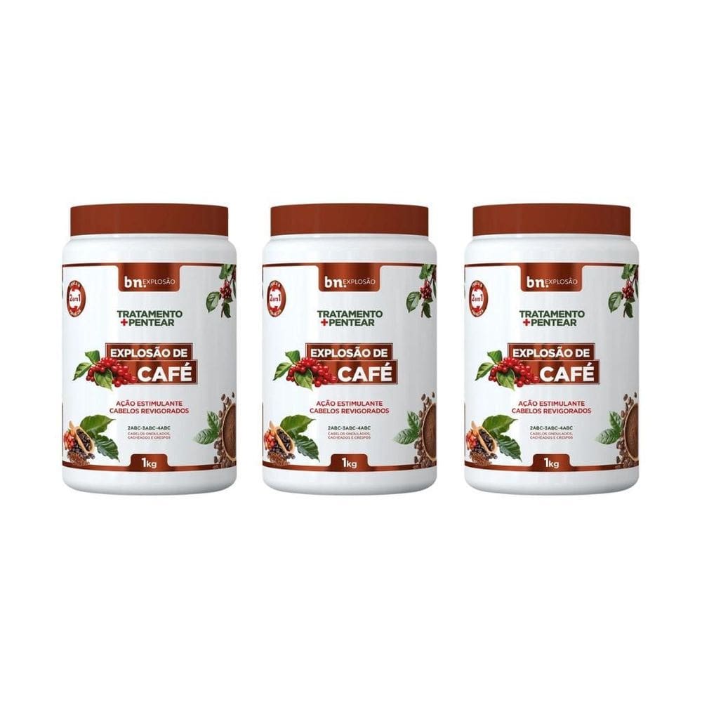 Creme Para Pentear Beleza Natural 1Kg Explosao De Cafe - 3Un